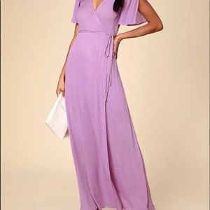 Lulus Much Obliged Lavender Wrap Maxi Dress